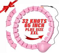 maicifi 32 Knots Weighted Workout Hoop Plus Size, 65 inch Smart Weighted Hoop for Adults Weight Loss, 2 in 1 Fitness Exercise Hoop for Women and Abdominal Workout Hoop (Pink)