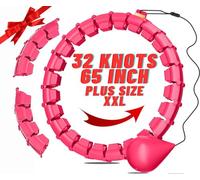 maicifi 32 Knots Weighted Workout Hoop Plus Size, 65 inch Smart Weighted Hoop for Adults Weight Loss, 2 in 1 Fitness Exercise Hoop for Women and Abdominal Workout Hoop (Red)