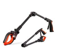 32" Lighted Grabber Stick for Elderly, Foldable Litter Pickers for Adults | 0-180° Angled Arm, 360° Rotatable & Anti-Slip Jaw, Magnetic Tip, Portable Rubbish Picker Upper Grabber for Disabled