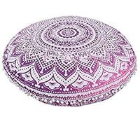 32" Mandala Large Floor Pillow Cover Meditation Cushion Seating Throw Hippie Round Colourful Decorative Bohemian Accent Boho Chic dog bed Indian Pouf Ottoman Handmade COVER ONLY (Ombre-Purple)