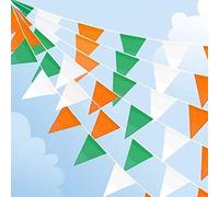 32 Meters 105ft Irish St. Patrick’s Day Party Decorations Green White and Orange Pennant Banner Buntings Triangle Flags