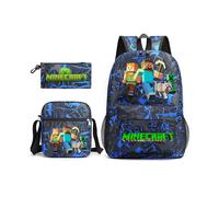 (32) Minecraft 3pcs Sets Backpack Mochila Kids Capacity Bags-2