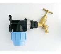 32 mm Wall Plate Elbow Compression with 1/2" Brass Bib Tap & Hose Tail