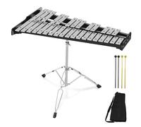 32 Note Glockenspiel Xylophone Percussion Kit with Height-Adjustable Stand, Drumsticks and Carry Case