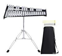 32 Notes Glockenspiel Xylophone Percussion Kit with Adjustable Stand, Mallets and Bag, Foldable Professional Xylophone Vibraphone Musical Instrument Set for Adults Kids