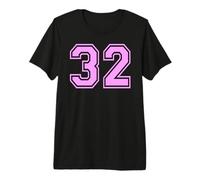 32 Number Thirty-Two Sports Varsity College Girl Matching Premium T-Shirt