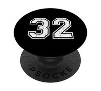 32 Number Thirty-Two Team Sports Grunge Varsity Matching PopSockets Adhesive PopGrip