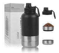 32 oz 2-in-1 Dog Drinking Bottle for Travel, 304 Stainless Steel Dog Drinking Bottle for Travelling with Feeding Bowl and Water Bowl, Insulated Bottle for Humans and Dogs, Perfect for Outdoor, Hiking