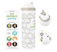 32 oz Insulated Water Bottle with 42 Waterproof Fit Odyssey Stickers for Women, Stainless Steel Water Bottle with 2-in-1 Straw & Lid, Leak Proof, Cold 30H, Great for Home Gym, Workout & Sports