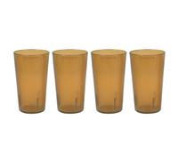 32 oz. (Ounce) Restaurant Tumbler Beverage Cup, Stackable Cups, Break-Resistant Commmerical Plastic, Set of 4 - Amber