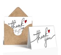 32 Pack 350GSM | Thank You Cards Matching Sealing Stickers with Envelopes | Baby Shower & Wedding Thank You Notes & Cards for Teather,Graduation,Business,Holiday Gifts 3.5x5 inches (White Heart)