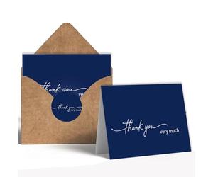 32 Pack 350GSM | Thank You Cards Matching Sealing Stickers with Envelopes | Baby Shower & Wedding Thank You Notes & Cards for Teather,Graduation,Business,Holiday Gifts 3.5x5 inches (Blue (very much))