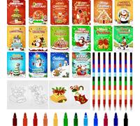 32 Pack Christmas Colouring Books with 8 Crayons Mini Xmas Colouring Pages Christmas Activity Books Xmas Stocking Goodie Bag Stuffers Fillers for Holiday Students Classroom Party Favors(16 Styles)
