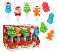 32 Pack Christmas Lollipops - Individually Wrapped Christmas Holiday Themed Lollipops - Santa, Tree Snowman, Gingerbread, Designs & Delicious Flavor -Bulk Christmas Candy Use For Stocking Stuffers,
