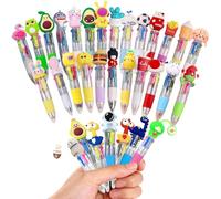32-Pack Cute Cartoon 4-in-1 Multicolor Retractable Ballpoint Pens, All-in-One Writing Tools for Kids Party Bag Fillers, School Supplies, Classroom Gifts, Party Favors