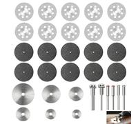 32 Pack Cutting Discs Compatible with Dremel, Diamond Cutting Wheels, HSS Circular Saw Blades, Resin Cut-Off Discs, 1/8" Shank Mandrels, Ideal for Wood, Metal, Glass, Stone, and DIY Craft Projects