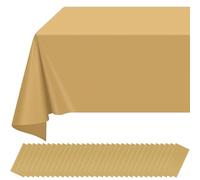32 Pack Gold Plastic Tablecloth for Rectangle Tables, Premium Decorative Gold Disposable Table Cloths for Parties, Bulk Rectangle Party Table Cover for Birthday, Wedding, Anniversary, 54 x 108 Inch