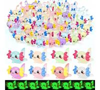 32 Pack Luminous Figures Glow in The Dark Miniature Figurines for Decoration DIY Crafts Small Little Tiny Animals Axolotls to Hide Garden