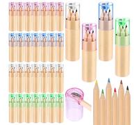 32 Pack Mini Drawing Colored Pencils with Sharpener Mini Drawing Pencils Set for Kids 3.3inch Short Fat Color Pencils in Tube Coloring Pencil Bulk for Adult Coloring Books, Classroom School Drawing