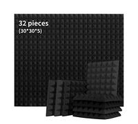 32 Pack Pyramid Acoustic Foam Panel, 2" X 12" X 12" High-Density Sound Proofing Panels, Enhanced Acoustics and Audio Quality, Soundproofing Foam for Recording Studios, Home Theaters, Bedrooms, Offices