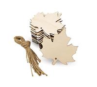 32 Pack Wood Maple Leaf Cutouts Unfinished Wooden Maple Leaf Hanging Ornaments DIY Maple Leaf Craft Gift Tags for Thanksgiving Home Party Decoration Craft Project