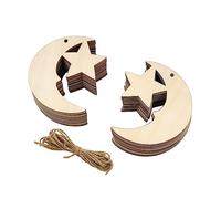32 Pack Wooden Moon and Star Cutouts - Glitter Crescent Hanging Ornaments, Gift Tags for Home Party Decoration, Craft Project