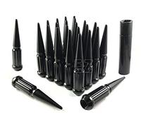 32 Pc Solid Spline Spike Lug Nuts Kit 14x1.5 Black for Dodge 2012-2024 RAM 2500 3500 Dually Heavy Duty 8x6.5 8 Lug