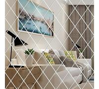 32 PCS 3D Mirror Wall Sticker,Tile Mirror,Self Adhesive DIY Wallpaper Mirror Mural Wall Decal Art Ceramic Tile Furniture Decal Decoration Wallpaper with Protective Film for Home Living Room(50x100cm)