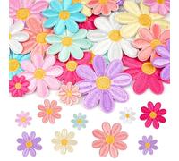 32 Pcs 4 Sizes Daisy Iron on Patches Cute Colorful Flower Embroidery Applique Patch for Hats Bags Clothes Jeans Jacket DIY Repair and Decor