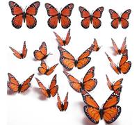32 Pcs 4 Sizes Monarch Butterfly Magnet and Adhesive, Artificial Butterfly Decorations Lightweight 3D Magnetic Wall Decal for Wall Refrigerator Door Decoration for Party 6/8/10/12cm