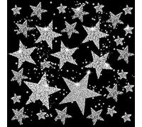32 Pcs 5 Sizes Iron-on Star Rhinestone Patches, Silver Adhesive Bling Star Shape Applique for Cloth Jeans Shoes Repair Decorations