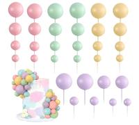 32 PCS Ball Cake Decorations,Foam Ball Cake Toppers,Balloon Cake Topper Sticks,Cake Balls Decorations Insert, for Birthday Party Wedding Baby Shower Cake Decorations