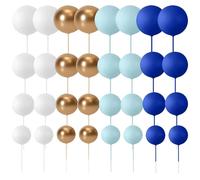 32 Pcs Ball Cake Topper Decorations, Balloons Cake Topper Sticks, 4 Sizes Foam Balls Cakes Decorations for Wedding, Party, Birthday Cakes Decorating(COLOR:Blue, Gold)