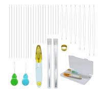 32 Pcs Beading Needles Set,Include 20 Pcs Beading Needles for Jewellery Making/8 Pcs Big Eye Beading Needles/Needle Threaders,Bead Threader/Thimble/Yarn Scissors with Storage Box