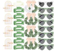 32 PCS Bridesmaid Proposal Gifts Include Bridesmaid Hair Claws Bridesmaid Scrunchies Sunglasses No Crease Hair Clips Bridal Gifts Wedding Favor for Women Girls(Green)