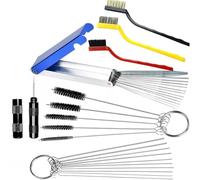 32 Pcs Carbon Dirt Paint Nozzle Remove Cleaner Kit for Carburetor Airbrush Spray Gun with 1 Sharpen Pick Tool Kit| 3 Large Brushes | 5 Nylon Needles| 10 Stainless Steels Needles |13 Cleaning Wires Set