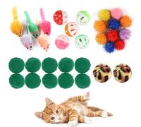 32 Pcs Cat Mice Toys,Cat Mouse Toys for Indoor,Wee Kitten Mice Rattle,Interactive Cat Toy,Cat Toy Ball with Bell,Cats Pom Poms,Soft Mouse Toys Playing Chewing Teeth Cleaning Realistic Toy (32 Pcs)