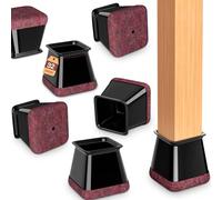 32 Pcs Chair Leg Floors Protectors Furniture Pads Floor Protectors for Hardwood Floors Large Chair Sliders Silicone Covers with Stronger Felt Pads Black Square Large (Fit:27-40mm)