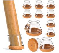 32 Pcs Chair Leg Floors Protectors Furniture Pads Floor Protectors for Hardwood Floors Large Chair Sliders Silicone Covers with Stronger Felt Pads Clear Large (Fit:30.1-40mm)