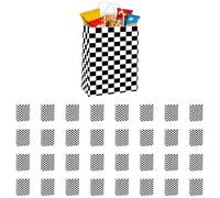 32 Pcs Checkerboard Gift Bags, Black and White Paper Treat Bags with Handles, 8.7 x 6.3 x 3.1 in, for Race Car Parties, Birthday Favors, Candy, Small Gifts, Party Treats and Event Giveaways
