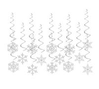 32 Pcs Christmas Ceiling Decorations Silver Snowflake Swirl Hanging Set | Paper Streamers with Snowflake and Spiral Designs,Festive Winter Decor for Indoor Parties,Home,Office or Classroom Ceilings