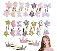 32 Pcs Colorful Baby Girls Hair Accessories,Hair Clips For Girls,Baby Ha-Ir Clips,Multiple Styles To Choose From,Firm,Comfortable,Sp-Arkly Heart,Star,Crown Metal Snap Hair Cl-Ip,For Fine Thick H-Air