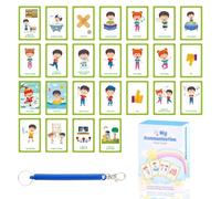 32 PCS Communication Cards for Non Verbal Children and Adults Speech Therapy Flashcards Autism Visual Aid Flashcards Portable PECS Cue Cards with Ring for SEN, Speech Delay