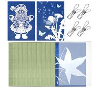 32 PCS Cyanotype Paper Kit with Acrylic Panel and 4 Clips A5 High Sensitive Sun Art Papers Nature Print Paper Cyanotype Set Craft Kits for Teenager Adults Arts Crafts DIY Projects (A5, 5.8X8.3 inch)