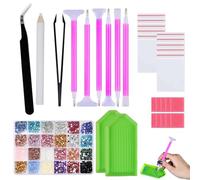 32 Pcs Diamond Painting Kit, 24 Colors Bedazzling Kit Diamond Art Accessories, with 6 Pcs Diamonds Art Pens Diamonds Tweezers and Rhinestones for Bedazzling, for Nail Arts and Diy Diamonder Painting
