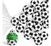32 PCS Edible Football Cupcake Toppers,Ball Sprinkles for Cake Decorations,Soccer Sugar for Cookies,Donuts Baking Decorating,Sports Parties,Match Viewing Kids Birthday Party Supplies