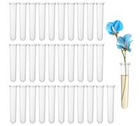 32 Pcs Flower Tubes With Cap - Reusable Plastic Floral Water Vials for Keeping Plants Fresh, Arrangements and Decoration - 4.33x0.7"