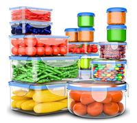 32 Pcs Food Storage Containers with Lids Airtight, Plastic Meal Prep | (16Containers,16Lids) Stackable Kitchen Storage Platsic Bowls Sets - BPA Free Leak Proof Microwave Freezer Safe Lunch Boxes