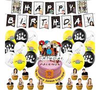 32 Pcs Friend Theme Birthday Party Balloon Deco Anime TV Series Party Supplies Happy Birthday Banners Balloons Cake Toppers for Baby Shower
