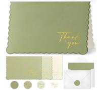 32 Pcs Green Thank You Cards Set with Envelopes & Stickers 4×6 Inches | Blank Cards for Personalized Notes,4 Color Designs,Thank you Cards for Graduation,Teachers,Weddings, Baby Showers,Business